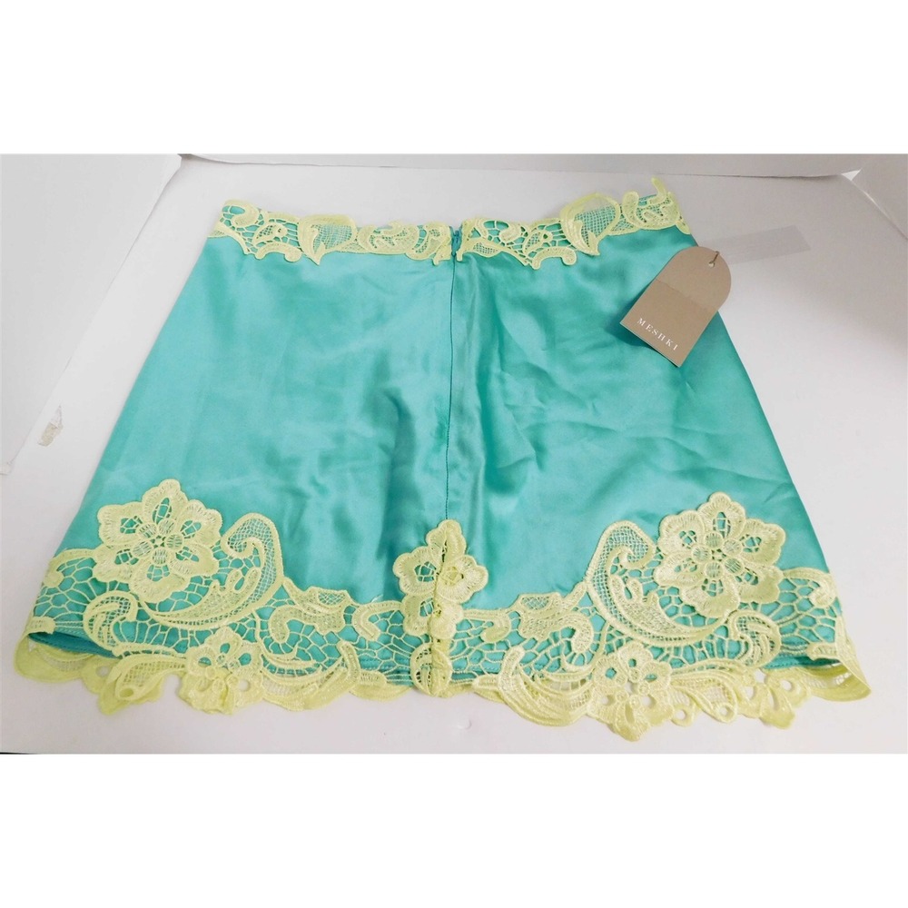 New Meshki Nianh Mint Green Mini‎ Skirt with Lace sz XS - Picture 2 of 5